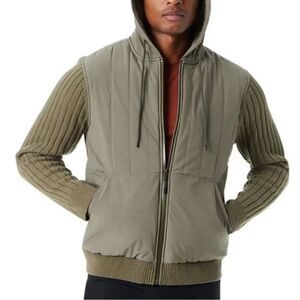 BASS OUTDOOR Overland trek NWT Men's Mixed Media Zip-Front Hooded Sweater Jacket